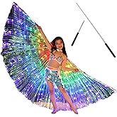 HOTBEST LED Isis Wings, Belly Dance Wings, Light Up Colorful LED Butterfly Wings with Telescopic Stick