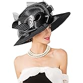 Women Derby Church Dress Fascinator Wide Brim Hats 1920s Vintage Tea Party Wedding Cloche Bowler Hats