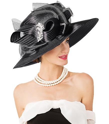 Forbusite Black 100% Wool Felt Wide Brim Dress Hat - Feather & Satin Accents Amazon.com: VECRY Ladies 100% Wool Felt Feather Cocktail  main image 3