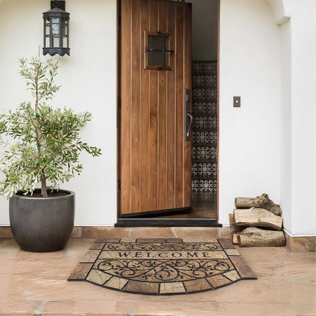 Photo 1 of ***(STOCK PHOTO FOR REFERENCE ONLY/ ITEM WILL DIFFER)***MTOUOCK Durable Welcome Door Mats, 24"x36" Heavy-Duty Large Welcome Mat for Front Door with Non-Slip Rubber Backing, Door Mats for Outside Entry High Traffic Area?Leaves?