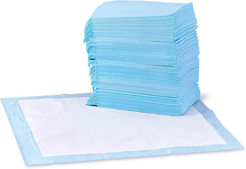 Tappetini per l'addestramento di Cani e Cuccioli, Design a 5 Strati a Prova di perdite con Superficie ad Asciugatura Rapida, Dimensione Standard, Confezione da 100, Blu/Bianco
