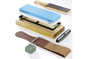 Totety Sharpening Stone - Ideal Whetstone & Tumbler Knife Sharpener - Leather Strop Kit with Sharpening - Gifts for Men who Have Everything