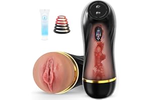 Vibrating Male Masturbator Sex Toys for Men, Adult Sex Toys Realistic Textured Pocket Pussy Male Stroker with 10 Vibration Mo
