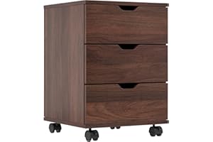 Farini Mobile File Cabinet for Home Office, 3 Drawer Chest Wood, Drawers Unit for Under Desk, Storage Drawers Cabinet Brown