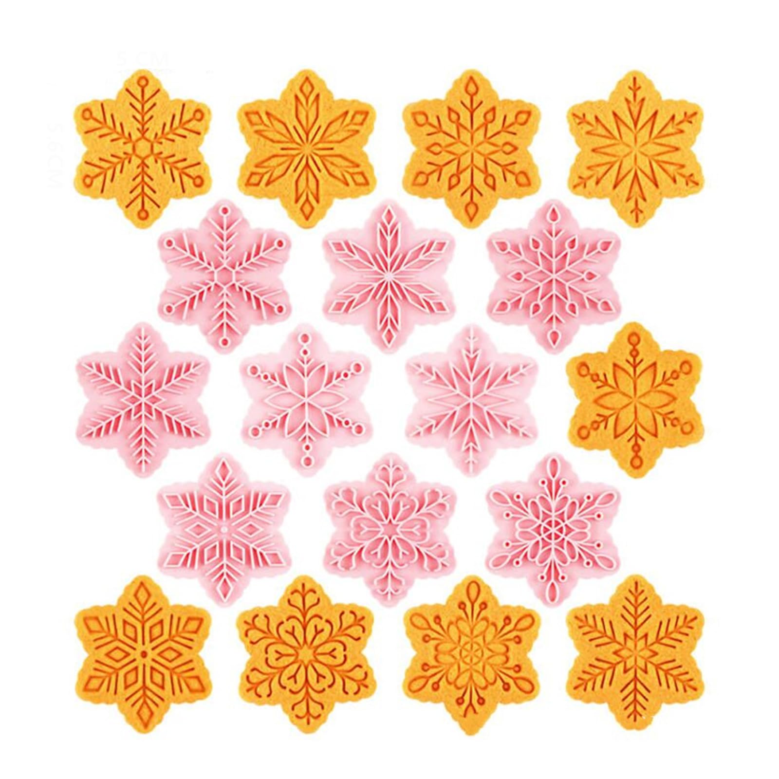 Photo 1 of 9pcs Christmas Cookie Cutter Set Snowflake Cookie Cutters with Plunger Stamps Biscuit Mold 3D Snowflake Cookie Molds Cake Baking Fondant Cutter Christmas Party DIY Cookie Decorating Supplies (A)