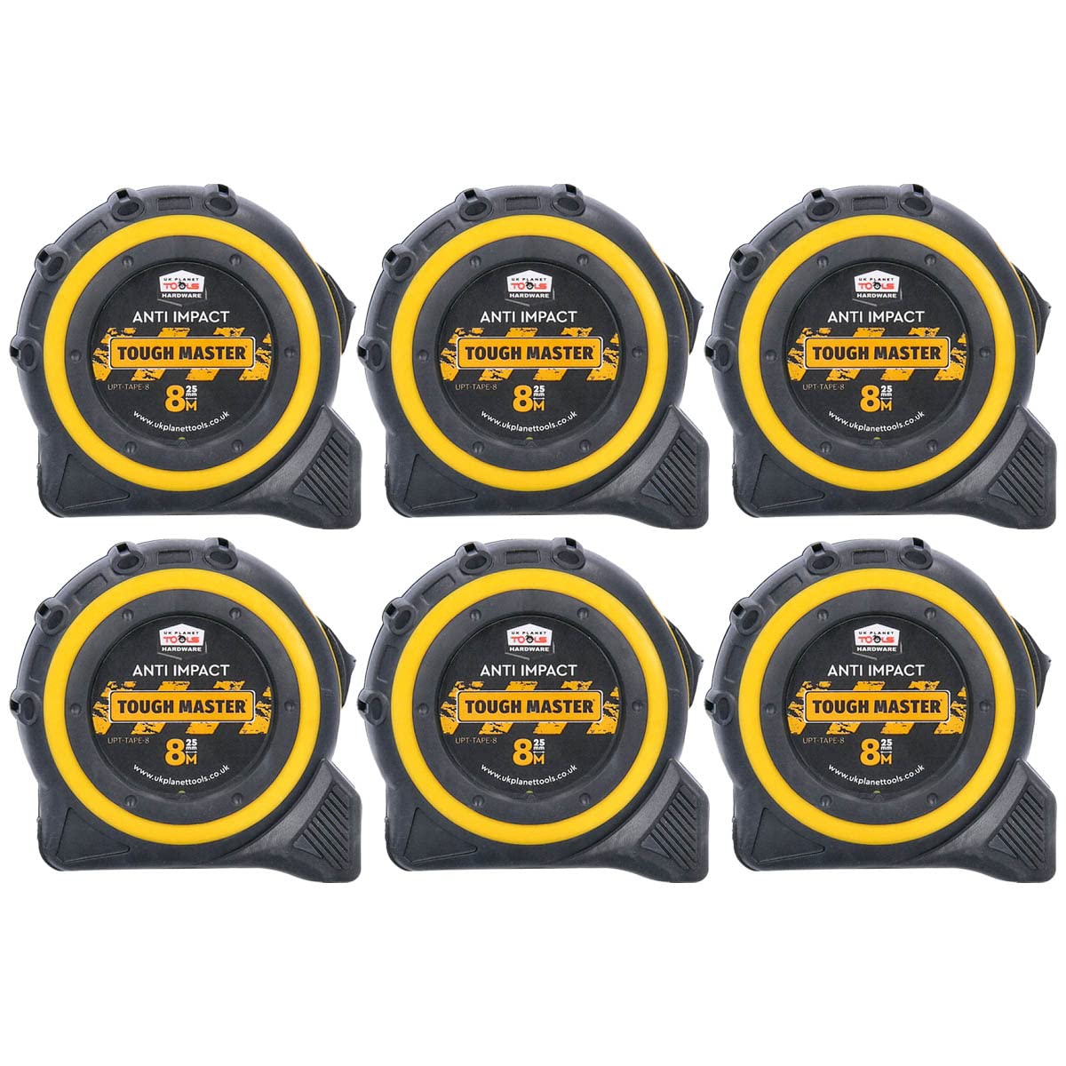 TOUGH MASTER Strong DIY8m/26ft Metric/Imperial Lightweight Belt Clip Tape Measure 25mm Wide Impact Resistant For Carpenters, Plumbers, Electricians (6)