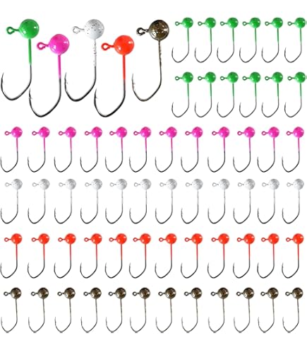 Skipaelf Fly Tying Jigs Kit,Small Jig Heads For Fly Fishing,60pcs Round Ball Crappie Jigs DIY Crappie Trout Tying Flies Ice Fishing 1/80oz 1/32oz 1/28oz 1/16oz