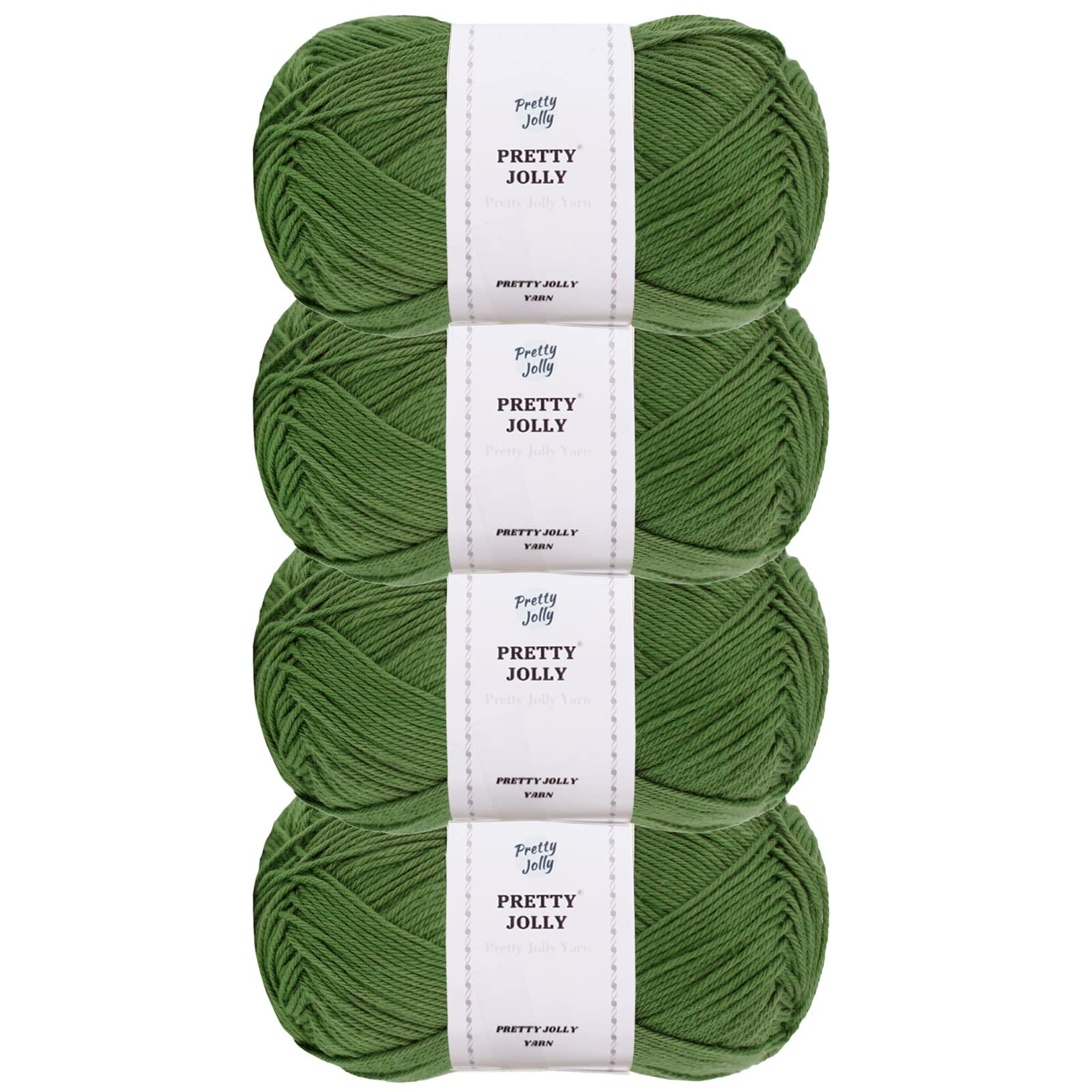 Pretty Jolly 4 Skeins Soft Baby Yarn, 100% Cotton, Crochet & Knitting, 4 Ply, Fingering Weight, Blanket Yarn for DIY Craft Total Length 4×160m/4×50g (Warm Green) — image 1