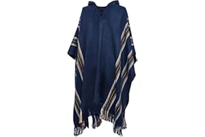Gamboa Genuine Alpaca Poncho Mens Mexican Pancho Cowboy Western Adult Poncho with Hood
