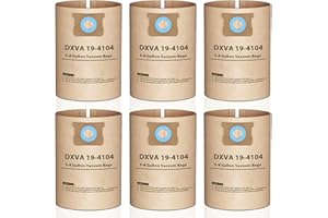 6 Pack Vacuum Bags Compatible with DEWALT 5–8 Gallon Wet/Dry Shop Vac DXVA19-4104, Replacement Disposable Filter Bags for DXV