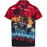Tecomening Men's Hawaiian Shirts Casual Button Down Shirts Tropical Beach Resort Short Sleeve