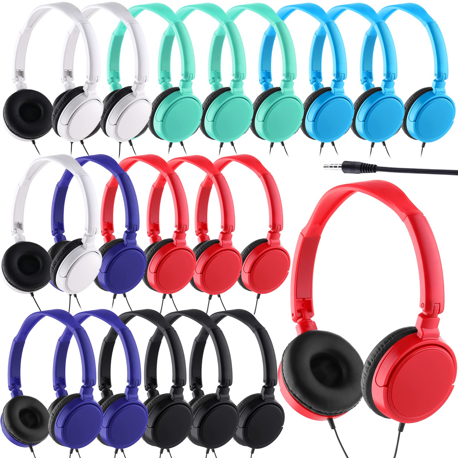 Photo 1 of Yunsailing 18 Pack Classroom Headphones Bulk Student Wired Class Headphones Set for Kids School with Individually Wrapped Adjustable Over Ear Head Earbuds(Multicolor)