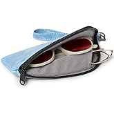 Bukere Double Eyeglass Glasses Case, Soft PU Leather Dual Travel Sunglasses Organizer Pouch Bag with Zipper for Men Women