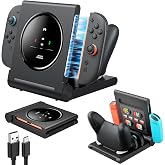 JSAUX 5-in-1 Charging Dock for Switch 2 Pro Controller &amp; Switch 1/2 JoyPads | 5 Charging Ports, 2.5H Fast Charge, 3-Color LED Status, 8 Game Card Slots, PC+ABS, Foldable