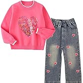 Peacolate 18M-10Y Spring Fall Winter Clothing Set Little&Big Girl Knit Turtleneck Pullover Sweater and Embroider Jeans