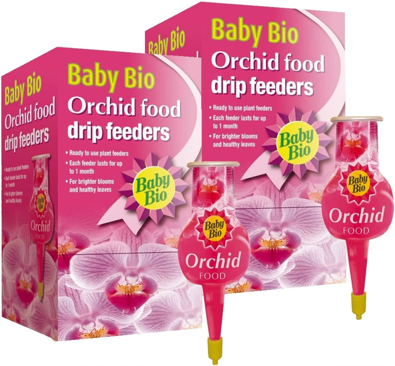 Baby Bio 2 x Drip Orchid Feeders 4 x 40ml Liquid Plant Food Packs, Easy Feeding for Plants