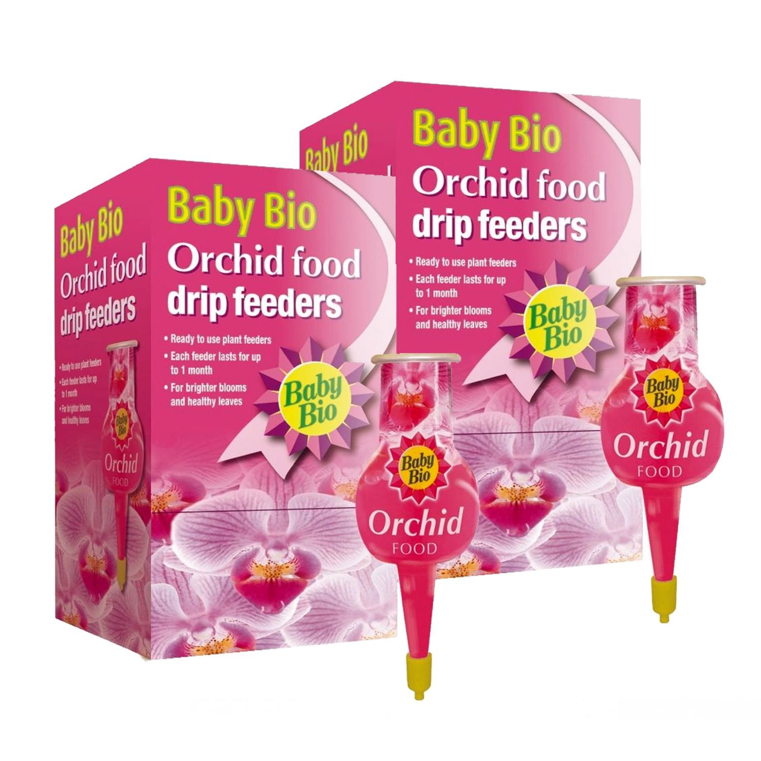 Baby Bio 2 x Drip Orchid Feeders 4 x 40ml Liquid Plant Food Packs - Easy Feeding for Plants - 1 drip feeder lasts up to 1 month (2 Boxes = 8 Individual Drip Feeders)