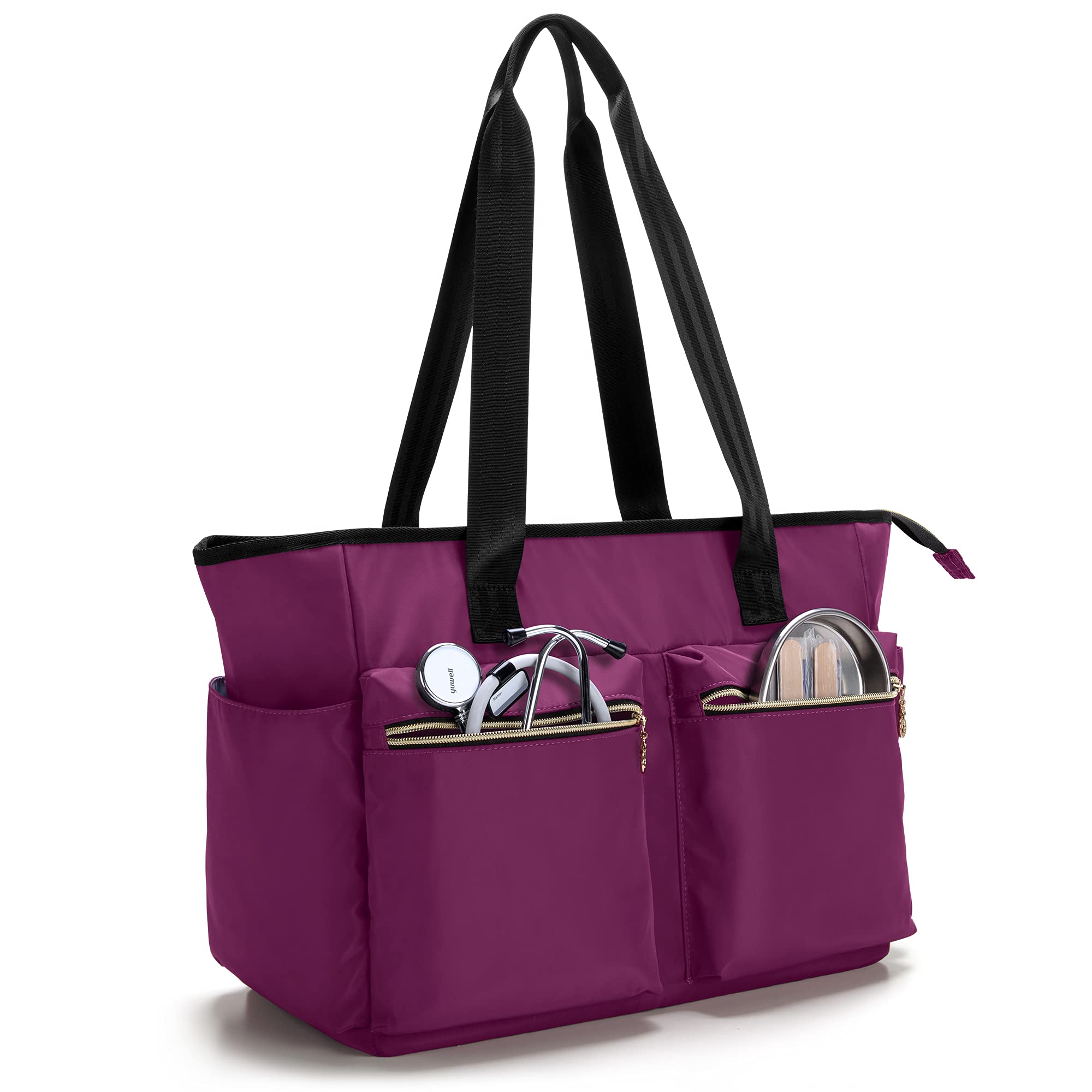 Damero Nurse Tote Bag, Nurse Work Bag with Laptop Sleeve and Pockets for Nursing Students, Medical Supplies and More, Purple