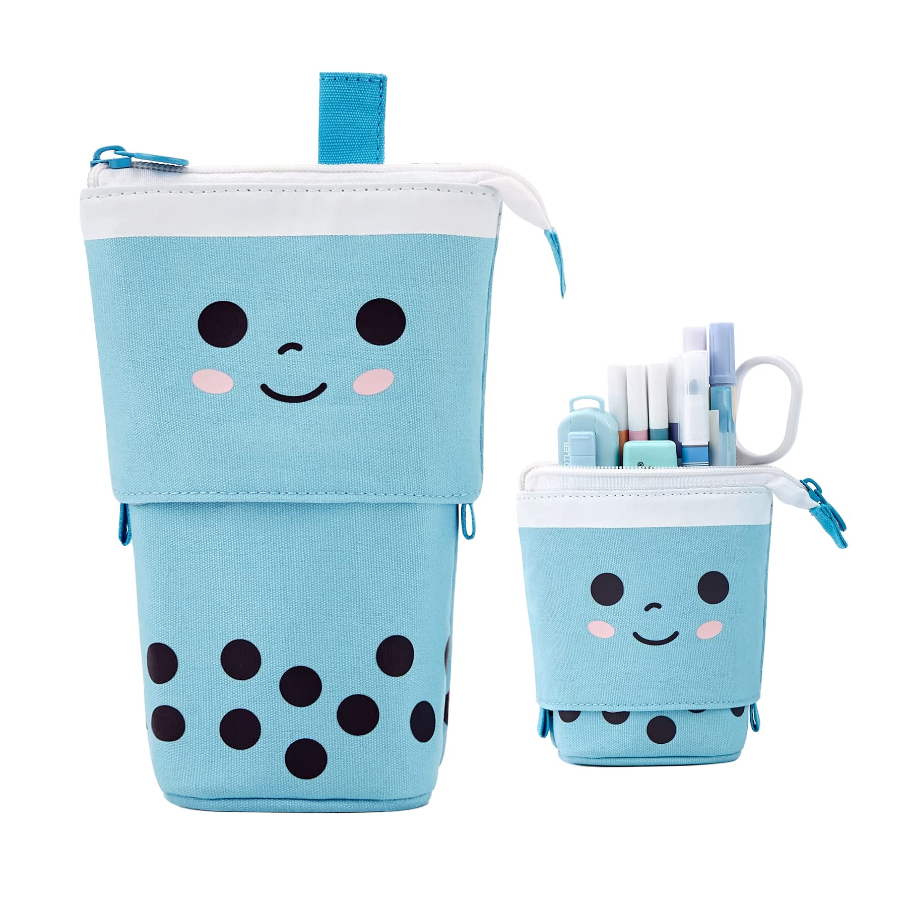 YeahBoom 2-in-1 Telescopic Pencil Case for Girls, Kids, Teens, Students and Adults, Velvet Milk Tea, thé au Lait, /