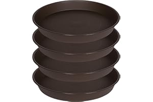 Angde Plant Saucer 16 Inch (13.5 Inch Base), 4 Pack of 15 Plant Saucer, Heavy Duty Plastic Plant Trays for Indoors 16" Round, Plant Tray for Pot, Saucers for Planter 13-16" (Chocolate Brown)