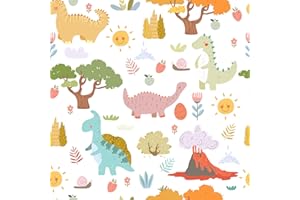VaryStyle Cute Dinosaur Wallpaper Funny Kids Peel and Stick Wallpaper for Nursery Kids Room 17.7"x118" Self Adhesive Removabl
