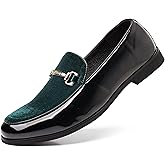 COSIDRAM Men's Casual Shoes Fashion Velvet Patent Leather Loafers Classic Gold Buckle Business Party Shoes
