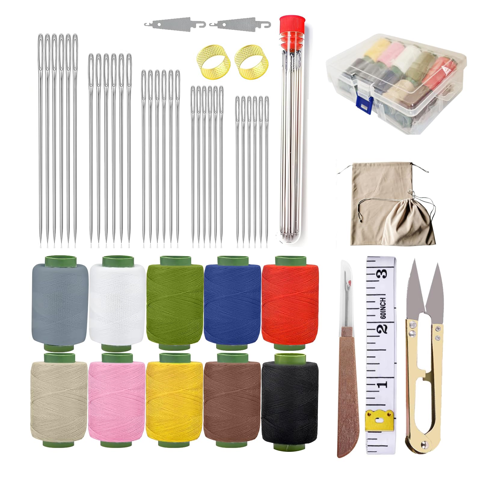 Photo 1 of ** ONLY STRING ** Obear 45-Piece Sewing Kit for Adults and Beginners,Big Eye Stainless Steel Sewing Needles Kit for Hand Sewing with Storage Box and Portable Pouch
