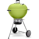 Weber&reg; Master-Touch Charcoal Grill, 22-Inch, Spring Green | Premium Outdoor BBQ Grill with Tuck-Away Lid Holder &amp; One‑Touch&trade; Cleaning System, Porcelain‑Enameled Kettle