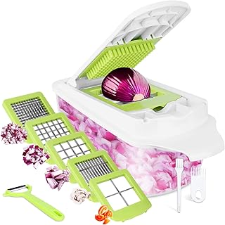 Sedhoom 8 in 1 Gemüseschneider, Obstschneider und Gemüsehobel, Zwiebelschneider, Multischneider für Würfel Stifte Scheiben Streifen Viertel (MEHRWEG)