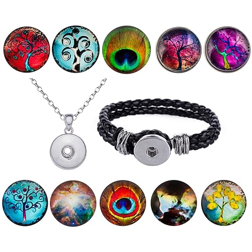 Morella Click-Button Sets Knöpfe Klicks 18 mm oder 20 mm Durchmesser mit Halskette Armband Glitzer Strass Steine