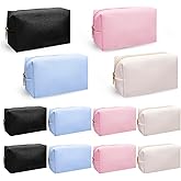 Limbeuuu 12 Pcs Preppy Makeup Bag PU Leather Cosmetic Bag Bulk Makeup Plain Pouch Waterproof Toiletry Purse for Women Traveling Preppy Pencil Case Travel Purse Cosmetic(Mixed Colors
