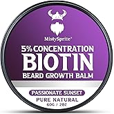 Beard Balm,5% Concentration Biotin Beard Balm for Men (2 oz) - Natural Mens Beard Oil with Castor Oil,Argan Oil, Jojoba Oil and Vitamin,Thickening for Beard,Beard Growth Softener