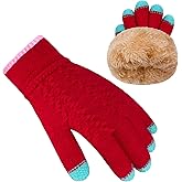 HOPSOOKEN Kids Winter Gloves Boys Girls Children Fleece Knitted Warm Gloves Thermal Snow Mittens for Cold Weather 3-8 Years