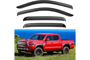 YQAUTEC Window Rain Guards for Toyota Tacoma 2005-2023 Double Cab, Outside-Mount Vent Visors Shades Wind Deflectors for 05-23 Tacoma Crew Cab