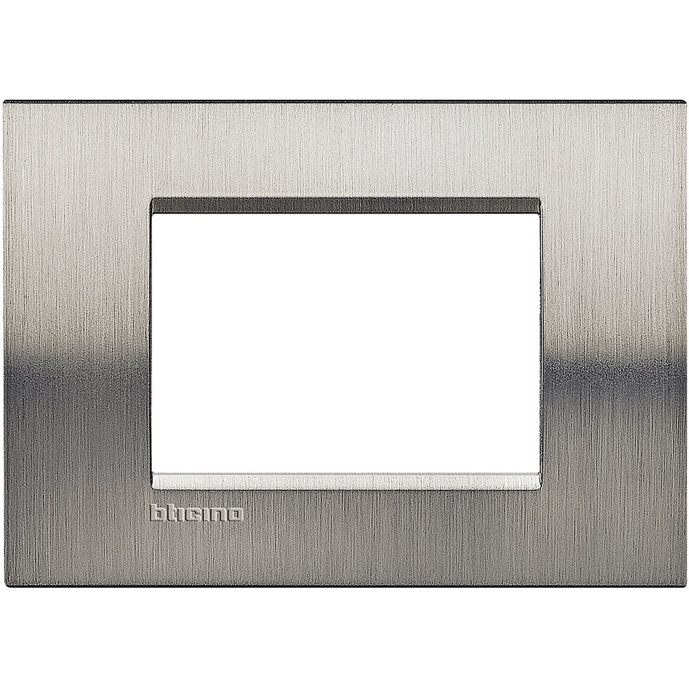 BTicino Living Light LNA4803AC Plate Square 3-Switch, Steel