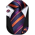 Dubulle Mens Tie Set Solid Paisley Silk Striped Necktie for Men with Cufflinks Tie and Pocket Square