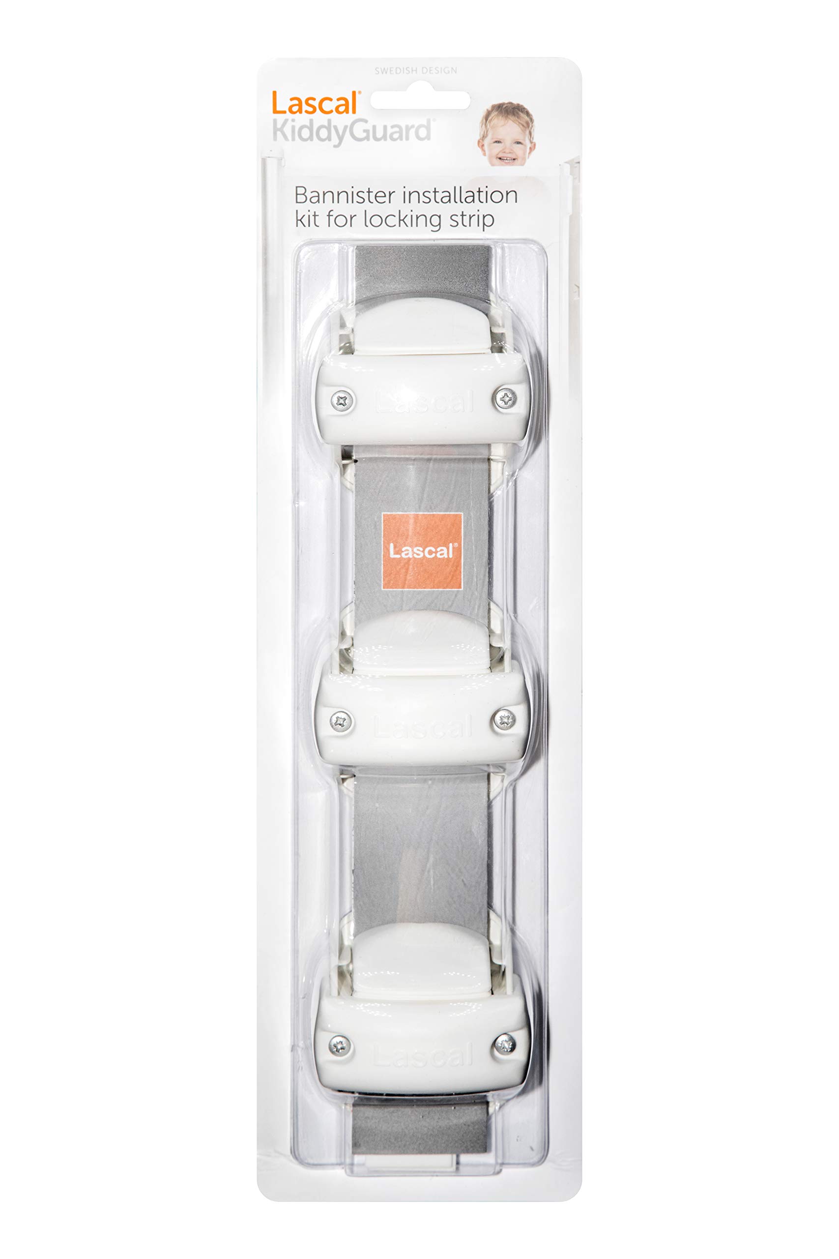 Lascal Bannister Installation Kit, KiddyGuard Avant/Accent/Assure Safety Gate Bracket, Gate Brackets for Round or Angular Banisters up to 50 mm Diameter, Set of 3 Mounting Brackets, White — image 1