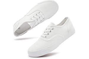 hash bubbie White Sneakers for Women Womens Canvas Shoes Women's Fashion Canvas Sneakers Lace up Casual Shoes for Walking