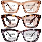 ZESAKER Bifocal Reading Glasses for Women Square Frame Clear Top Bifocal Readers for Women Blue Light Blocking Computer Readers with Spring Hinges (Champagne+ Grey Tortoise+ Brown Tortoise, 2.0)