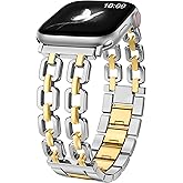 Wearlizer Compatible with Apple Watch Bands 41/40/38/44/45/46/49/42mm Women, Dressy Fancy Metal Chain Pretty Strap Designer Gold Silver Bracelet for iWatch Series 11 10 9 8 7 6 5 4 3 SE/Ultra 3 2 1