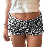 NUFIWI Women Lounge Shorts Button Floral Print Y2k Low Rise Sexy Micro Shorts Slim Fit Pajama Bottoms Cute Sleep Shorts