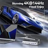 MOKiN USB C Docking Station 3 Monitors 150W Power 4K 144Hz 10Gbps view 5