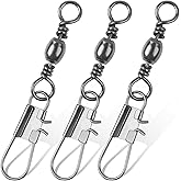 JSHANMEI Fishing Swivels Snap, Barrel Swivels Fishing Tackle, Stainless Steel Safty Interlock Snaps Leader Line Lure Connector Freshwater Saltwater