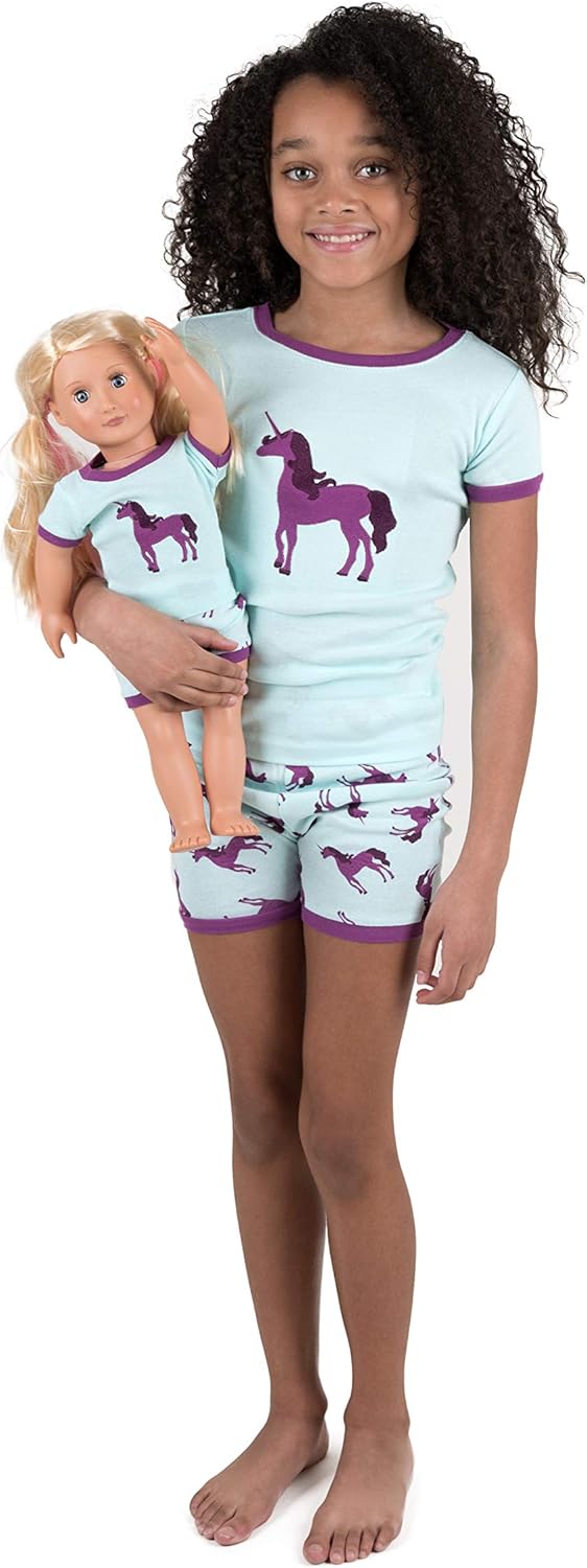 Leveret Shorts Kids & Toddler Pajamas Matching Doll & Girls