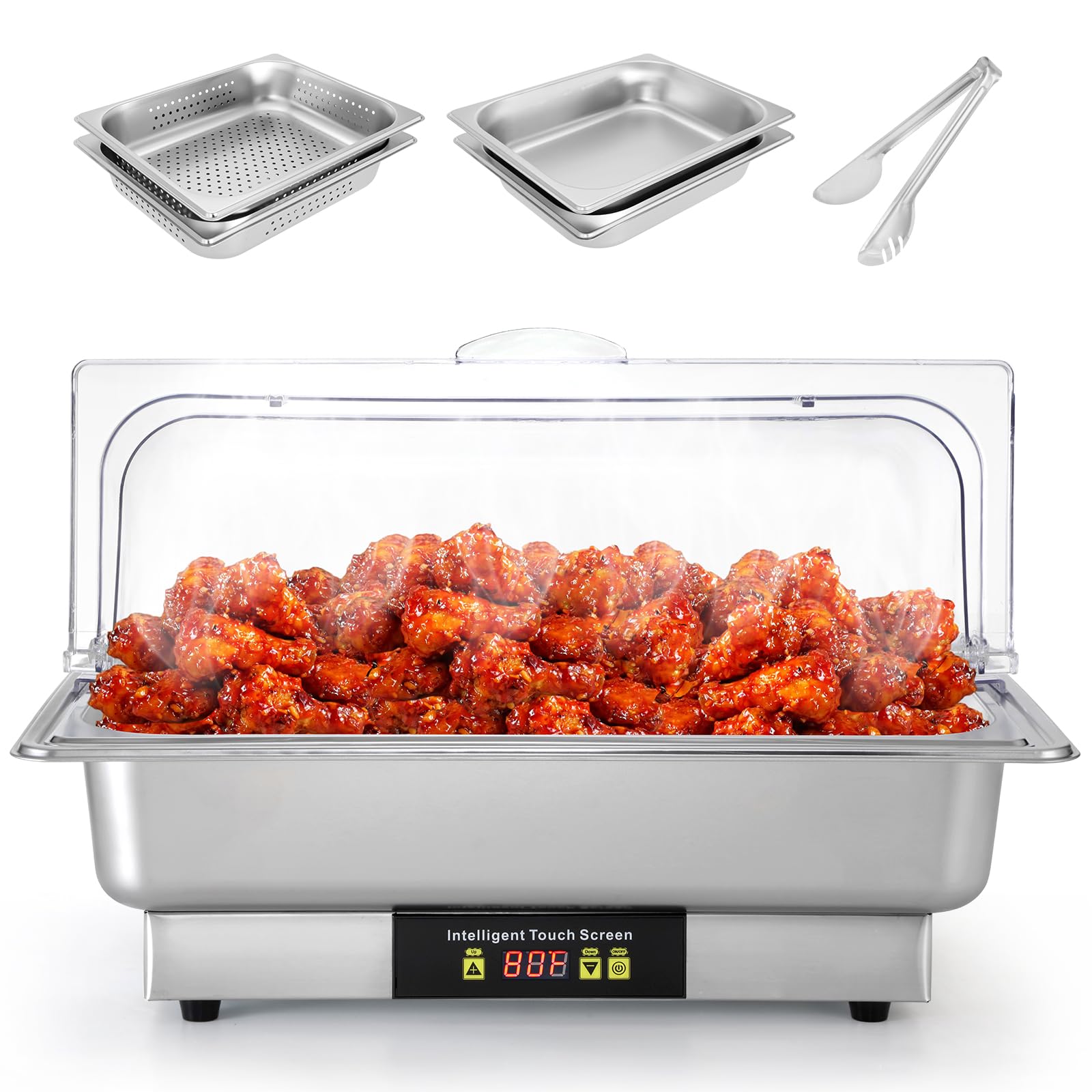 Photo 1 of (partial set) Dyna-Living Electric Chafing Dishes for Buffet, 9.5QT Buffet Servers and Warmers, 600W Food-Grade Stainless Steel Food Warmer for Parties Buffet, Full Size & Half Size Electric Chafing Dish Buffet Set