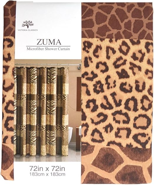 Amazon Com Victoria Classics Animal Print Fabric Shower Curtain