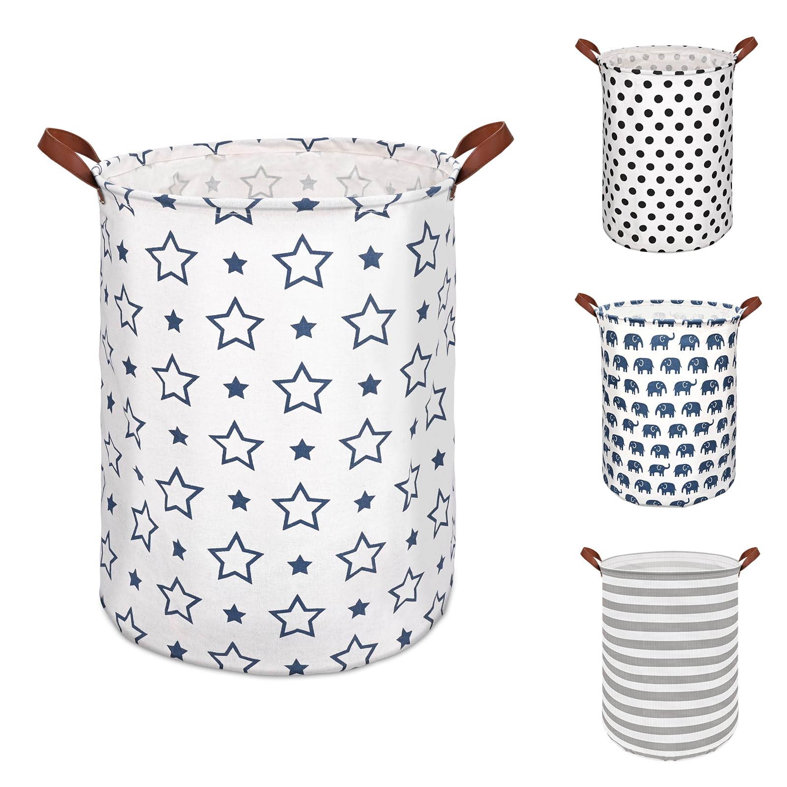 Laundry Basket CORYIN Large Washing Basket 65L Hamper Basket with Handles Waterproof Storage Baskets for Clothes Toys Bedroom Accessories Laundry Bags Dirty Clothes Laundry Hamper, Blue Star