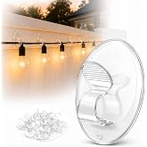 Outdoor String Lights Adhesive Hooks - 20Pcs Clips 3X Stronger Adhesion | Heavy Duty Waterproof Sticky Strips - Clear Removable Cord Holders - Hanging Christmas Decor - Patio Fence Wall Indoor Garage