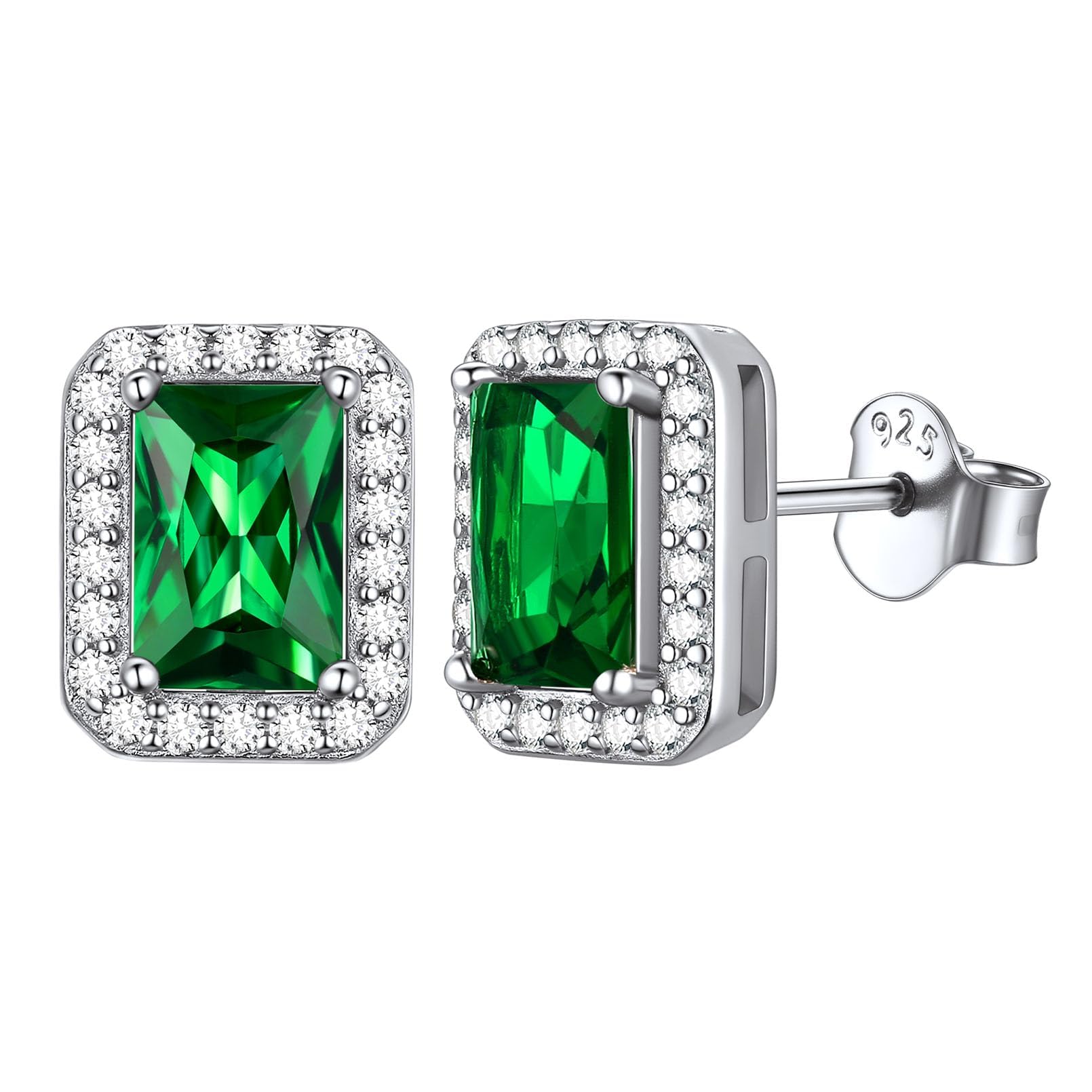 ChicSilver Earring for Women Sterling Silver Emerald Birthstone Earrings Solid Silver Green Studs May Birthday Jewellery