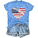 Baseball T Shirts for Women Baseball Mom Shirt Tee Funny Baseball Heart Graphic Casual Baseball Lover Gifts